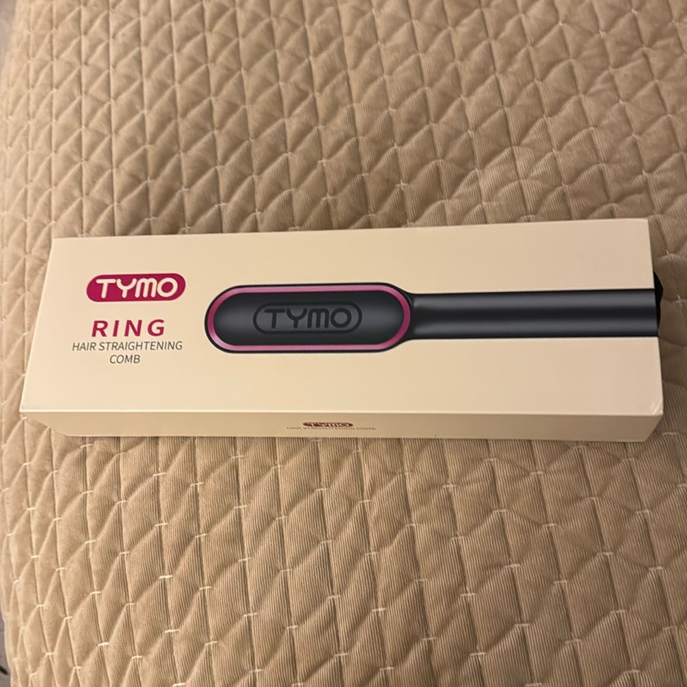 TYMO Ring Hair Straightening Comb — Black with Pink Accent